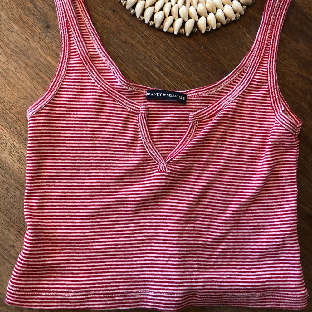 Brandy Melville crop tank red white